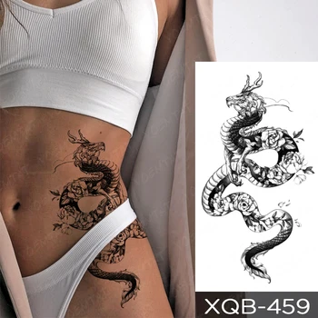 Nepremokavé Dočasné Tetovanie Nálepky Čierny Had, Drak Totem Flash Tatto Tiger Kvety Ruže Body Art Rameno Falošné Tetovanie Muži Ženy