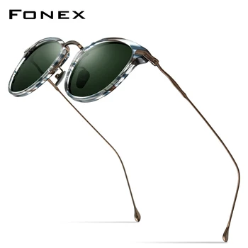 FONEX Titán Acetát Polarizované Slnečné okuliare, Muži 2021 Nové Retro Vintage Námestie UV400 Okuliare pre Ženy Odtiene F85648