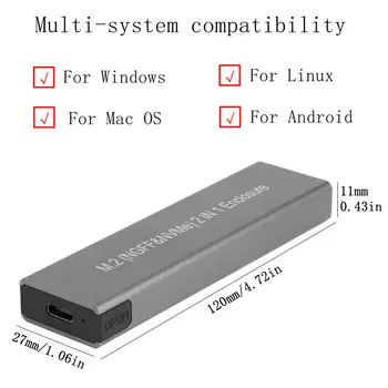 M2 NVME NGFF SATA SSD na Typ-C/USB 3.0 Prenosný Externý Disk Krytu Prípade pre M /B /M+B Kľúč Prípade 2230/2242/2260/2280 SSD