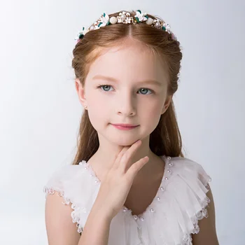 Svadobný Kvet Dievča Crystal Korún pre Deti, Dieťa Dievčatá Perly Tiaras Smrť Svadobný Veniec Vlasy Príslušenstvo Svadobné Šperky