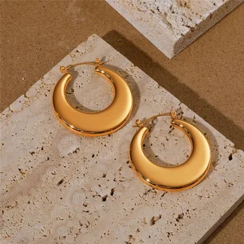 BOAKO Nehrdzavejúcej Ocele 316, Geometrické Hoop Náušnice pre Ženy Módne Kovové Textúra 18K Zlatom Pozlátené Náušnice Vyhlásenie Šperky