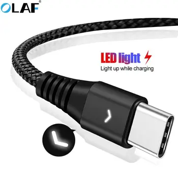 OLAF LED Svetlo USB Typu C Kábel pre Jeden Plus 6 5t USB C Rýchle Nabíjanie Nabíjací Kábel pre Samsung Galaxy S9 S8 Plus Xiao Huawei