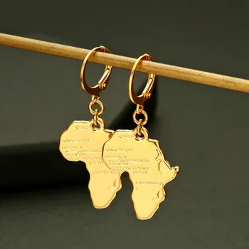 Cxwind Módne Zlaté 3D Afrika Mapa Kovové Náušnice Kvapka pre ženy, Dievča Dizajn Etnických Boho Afrike Tvár Visieť Náušnice Šperky
