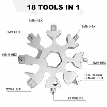 18-v-1 Multifunkčné Keychain Vonkajšie Jazda na Bicykli Repair Tool Snowflake Kombinácia Kľúča Skrutkovač Nástroj Гаечный Ключ