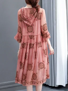 Kvalitné Letné Šaty 2021 Elegantné Midi Šaty Samice, Hodváb Vintage Šaty pre Ženy Bežné Vestido De Mujer Pph4526